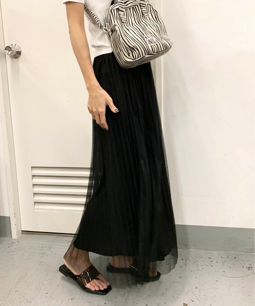RASVOA(ラスボア)の「リバーシブルプリーツチュールスカート(スカート・レディース・ブラック/アイボリー・FREE)」の8枚目の写真