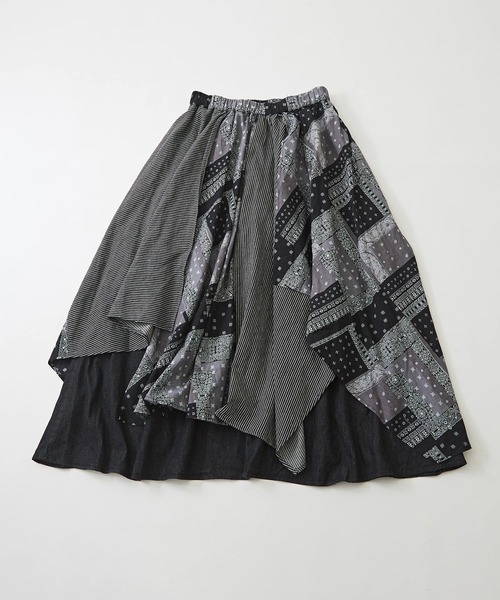 CUBE SUGAR(キューブシュガー)の「WEB限定 バンダナMIX ランダム ヘムスカート(スカート・レディース・ブラック/インディゴブルー・M)」の10枚目の写真