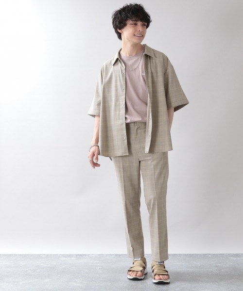 RAGEBLUE（レイジブルー）の「＜セットアップ着用可能＞TRストレッチ/グレンチェックシャツ/933438（シャツ/ブラウス・メンズ・ベージュ/グレー・LARGE/MEDIUM）」の8枚目の写真