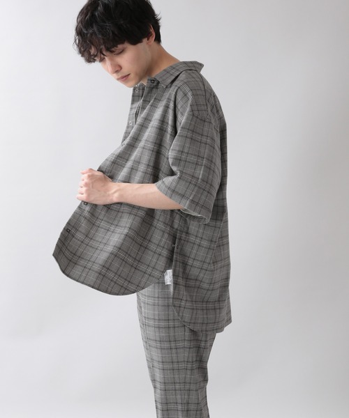 RAGEBLUE（レイジブルー）の「＜セットアップ着用可能＞TRストレッチ/グレンチェックシャツ/933438（シャツ/ブラウス・メンズ・ベージュ/グレー・LARGE/MEDIUM）」の15枚目の写真