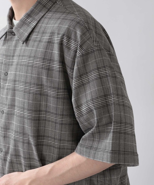 RAGEBLUE（レイジブルー）の「＜セットアップ着用可能＞TRストレッチ/グレンチェックシャツ/933438（シャツ/ブラウス・メンズ・ベージュ/グレー・LARGE/MEDIUM）」の3枚目の写真