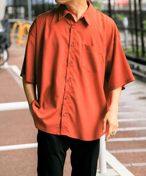 Adoon plain（アドーンプレーン）の「【Adoon plain】ステッチショートシャツ（シャツ/ブラウス・メンズ・グリーン/マスタード/レンガ・MEDIUM/LARGE）」の3枚目の写真