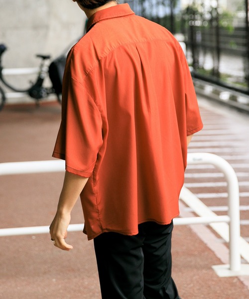 Adoon plain（アドーンプレーン）の「【Adoon plain】ステッチショートシャツ（シャツ/ブラウス・メンズ・グリーン/マスタード/レンガ・MEDIUM/LARGE）」の5枚目の写真