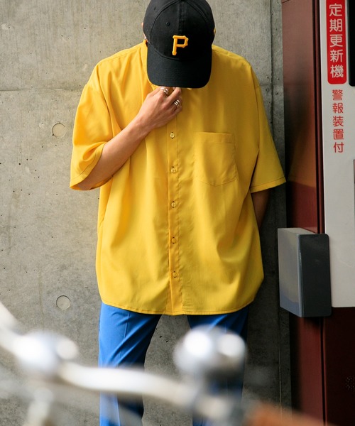 Adoon plain（アドーンプレーン）の「【Adoon plain】ステッチショートシャツ（シャツ/ブラウス・メンズ・グリーン/マスタード/レンガ・MEDIUM/LARGE）」の7枚目の写真