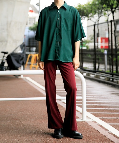 Adoon plain（アドーンプレーン）の「【Adoon plain】ステッチショートシャツ（シャツ/ブラウス・メンズ・グリーン/マスタード/レンガ・MEDIUM/LARGE）」の22枚目の写真