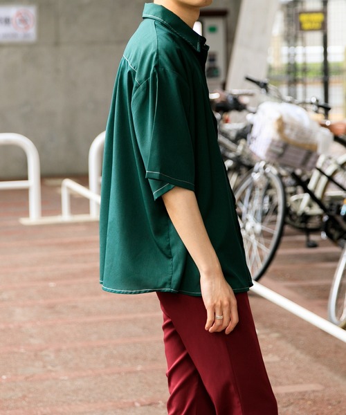 Adoon plain（アドーンプレーン）の「【Adoon plain】ステッチショートシャツ（シャツ/ブラウス・メンズ・グリーン/マスタード/レンガ・MEDIUM/LARGE）」の17枚目の写真