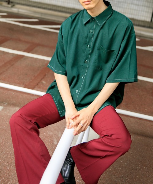 Adoon plain（アドーンプレーン）の「【Adoon plain】ステッチショートシャツ（シャツ/ブラウス・メンズ・グリーン/マスタード/レンガ・MEDIUM/LARGE）」の20枚目の写真