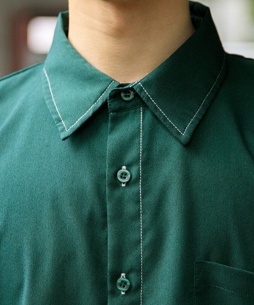 Adoon plain（アドーンプレーン）の「【Adoon plain】ステッチショートシャツ（シャツ/ブラウス・メンズ・グリーン/マスタード/レンガ・MEDIUM/LARGE）」の13枚目の写真
