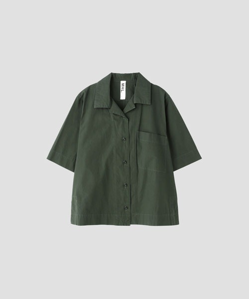 22AW✨MHL. エムエイチエル コットン Aライン シャツ ジャケット 黒 WASHED COTTON POPLIN | MHL.（エムエイチエル） ｜【公式】通販