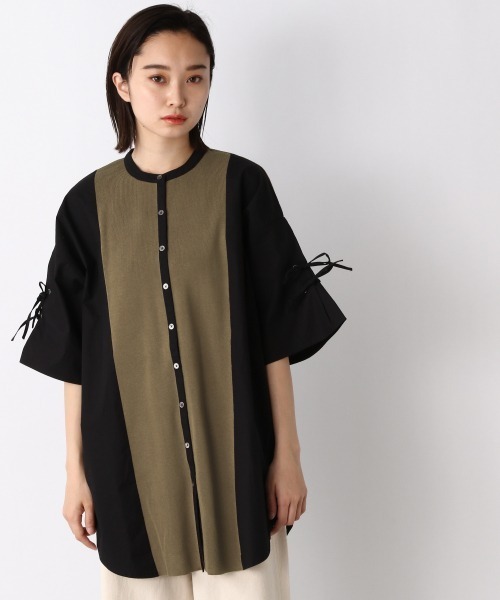 JEANASIS(ジーナシス)の「14Gニットスイッチングシャツ/952046(シャツ/ブラウス・レディース・ホワイト系その他/ブラック系その他・FREE)」の1枚目の写真