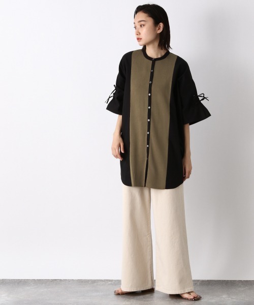 JEANASIS(ジーナシス)の「14Gニットスイッチングシャツ/952046(シャツ/ブラウス・レディース・ホワイト系その他/ブラック系その他・FREE)」の7枚目の写真