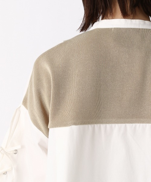 JEANASIS(ジーナシス)の「14Gニットスイッチングシャツ/952046(シャツ/ブラウス・レディース・ホワイト系その他/ブラック系その他・FREE)」の4枚目の写真