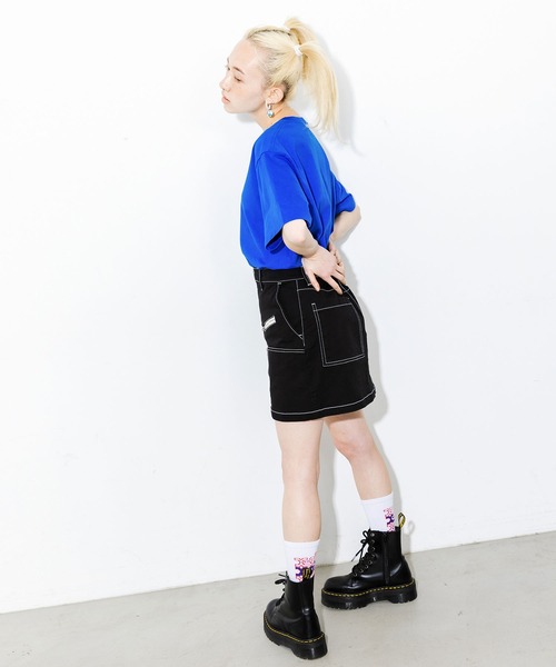 X-girl（エックスガール）の「EMBROIDERED SUNFLOWER LOGO S/S TEE（Tシャツ/カットソー・レディース・レッド/ホワイト/ブルー/ブラック・M/L/S/XS）」の16枚目の写真