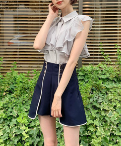 バイカラーパイピングポンチキュロット