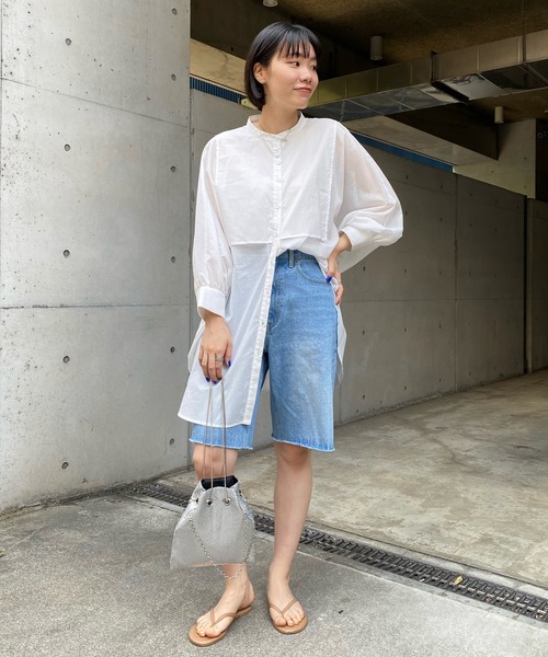 DouDou（ドゥドゥ）の「デニムショートパンツ（デニムパンツ・レディース・オフホワイト/ブルー・38/36）」の4枚目の写真