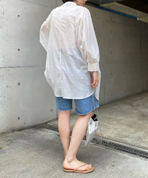 DouDou（ドゥドゥ）の「デニムショートパンツ（デニムパンツ・レディース・オフホワイト/ブルー・38/36）」の5枚目の写真