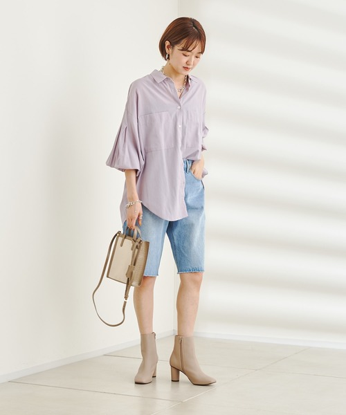 DouDou（ドゥドゥ）の「デニムショートパンツ（デニムパンツ・レディース・オフホワイト/ブルー・38/36）」の21枚目の写真