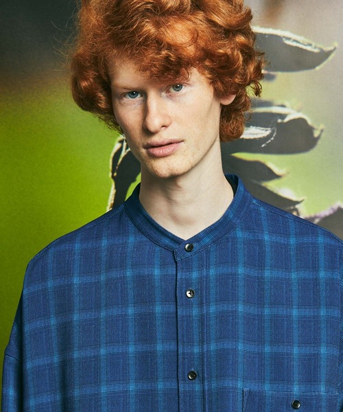 メゾンスペシャル MAISON SPECIAL バンドカラーシャツ 11212311204 ブルー サイズ：SIZE 01 MAISON SPECIAL(メゾンスペシャル)｜Striped Zip Shirt