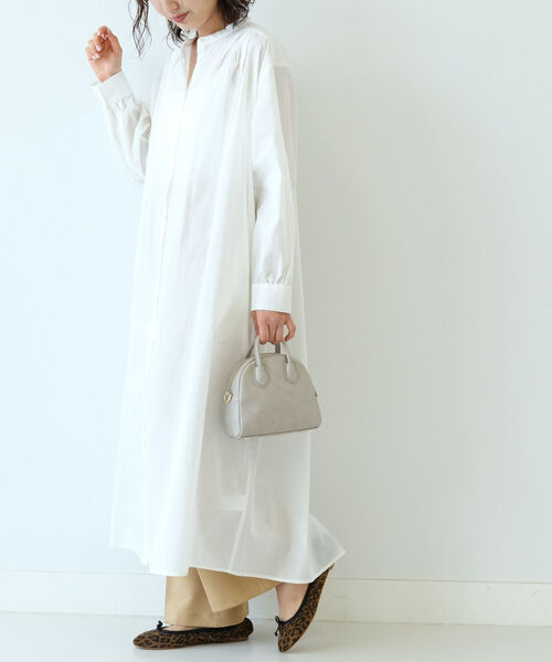 B:MING by BEAMS(ビーミングバイビームス)の「B:MING by BEAMS / バンドカラー シャツワンピース(ワンピース・レディース・オフホワイト/ブラウン系その他4/ブラック系その他4・MEDIUM/SMALL)」の4枚目の写真