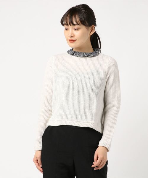 WEGO(ウィゴー)の「WEGO/フリル襟付きニットソー(Tシャツ/カットソー・レディース・ホワイト/ライトグレー/サックスブルー・FREE)」の2枚目の写真