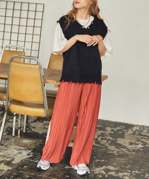 WEGO(ウィゴー)の「WEGO/プリーツイージーパンツ(スラックス・レディース・ブラック/レッド/グリーン/アイボリー・FREE)」の10枚目の写真