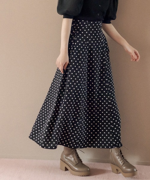 OLIVE des OLIVE（オリーブデオリーブ）の「サイドレースアップハギスカート（スカート・レディース・ブラック/ブラウン/オフホワイト/サックスブルー・FREE）」の3枚目の写真