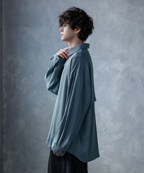 KUUUPY（クーピー）の「Inverted Pleats Shirts - インバーテッドプリーツシャツ（シャツ/ブラウス・メンズ・チャコールグレー/バーガンディー/グレイッシュブルー/ライトグリーン・SMALL/MEDIUM/LARGE）」の5枚目の写真