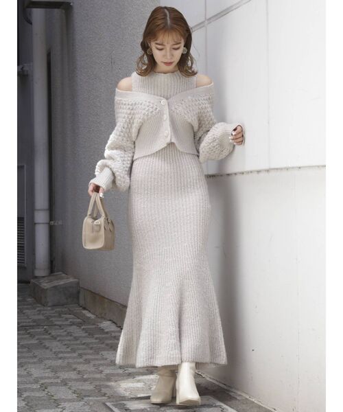 dazzlin(ダズリン)の「4wayポップコーンマーメイドワンピース(ワンピース・レディース・グレー/アイボリー/モカ・FREE)」の5枚目の写真