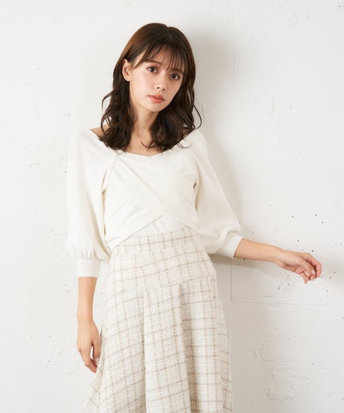 MIIA（ミーア）の「カシュクールリボンニット（ニット/セーター・レディース・ブラック/オフホワイト/ピンク・FREE）」の15枚目の写真