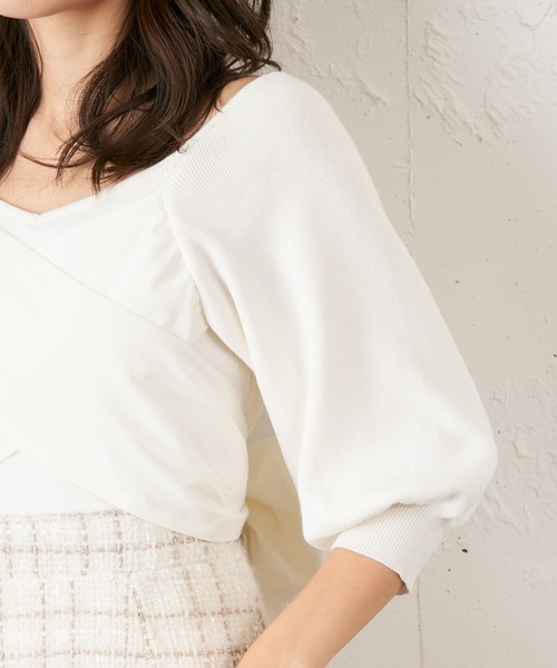 MIIA（ミーア）の「カシュクールリボンニット（ニット/セーター・レディース・ブラック/オフホワイト/ピンク・FREE）」の22枚目の写真