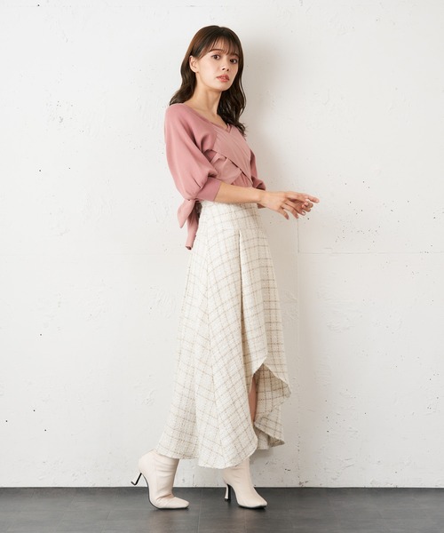 MIIA（ミーア）の「カシュクールリボンニット（ニット/セーター・レディース・ブラック/オフホワイト/ピンク・FREE）」の16枚目の写真