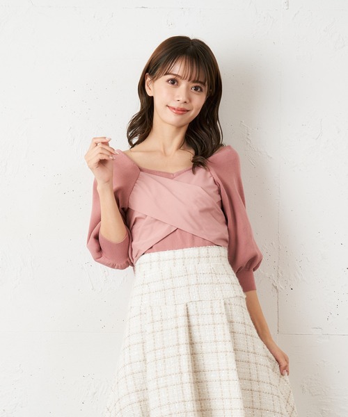 MIIA（ミーア）の「カシュクールリボンニット（ニット/セーター・レディース・ブラック/オフホワイト/ピンク・FREE）」の17枚目の写真