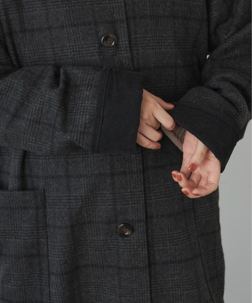 Libra Cue（リブラ キュー）の「クラシックチェックロングコート（ステンカラーコート・レディース・ブラック/ダークグリーン・FREE）」の16枚目の写真