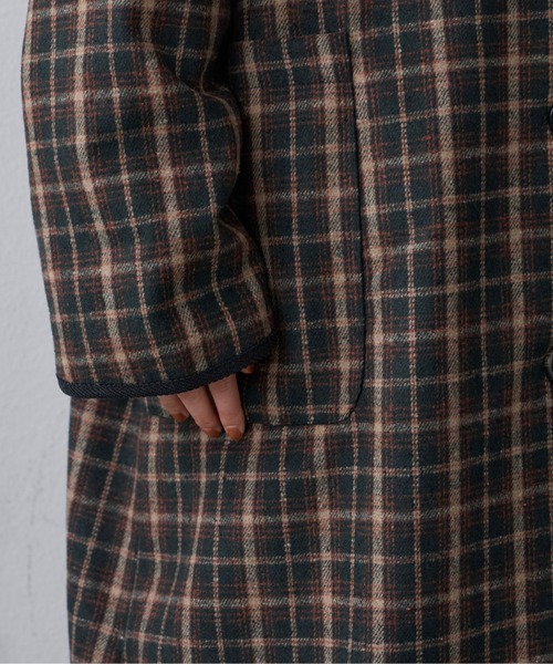 Libra Cue（リブラ キュー）の「クラシックチェックロングコート（ステンカラーコート・レディース・ブラック/ダークグリーン・FREE）」の18枚目の写真