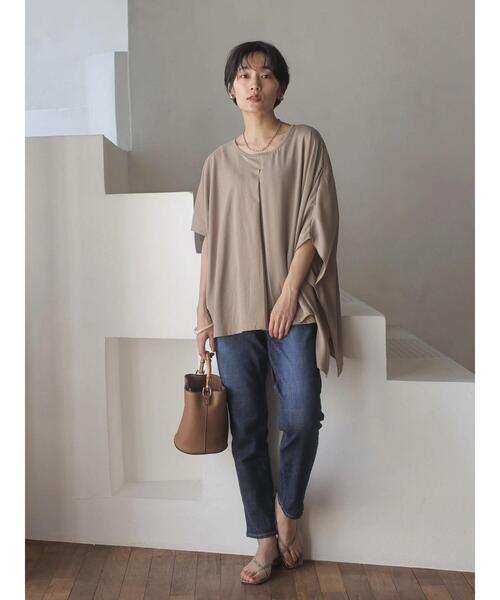 AMERICAN HOLIC（アメリカンホリック）の「異素材カットプルオーバー（Tシャツ/カットソー・レディース・ブラック/モカ・L/M）」の12枚目の写真