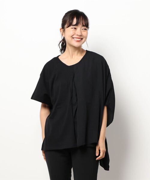 AMERICAN HOLIC（アメリカンホリック）の「異素材カットプルオーバー（Tシャツ/カットソー・レディース・ブラック/モカ・L/M）」の4枚目の写真