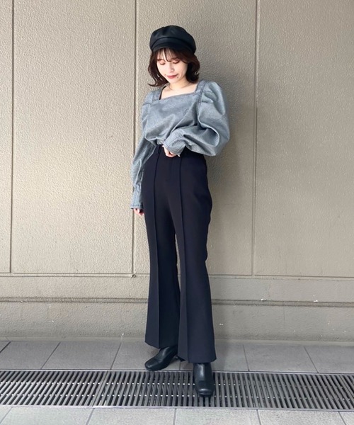 FREE'S MART（フリーズマート）の「【Sシリーズ対応】カルゼカットソーフレアパンツ（その他パンツ・レディース・ブラック/オレンジ/パープル/グリーン/グリーン系その他/レッド/ブラウン・X-SMALL/MEDIUM/SMALL）」の16枚目の写真