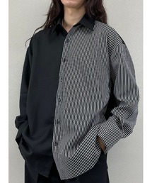 【Astral/アストラル】half stripe long sleeve shirt/長袖シャツ ストライプシャツ バイカラーシャツ