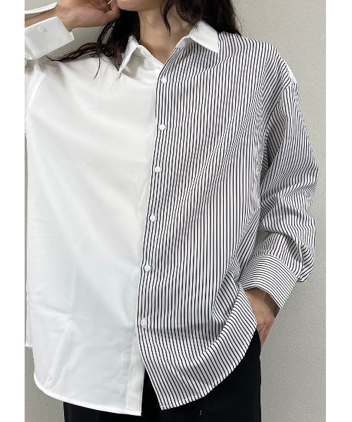 ASTRAL（アストラル）の「【Astral/アストラル】half stripe long sleeve shirt/長袖シャツ ストライプシャツ バイカラーシャツ（シャツ/ブラウス・メンズ・ホワイト/ブラック・ONE SIZE）」の4枚目の写真
