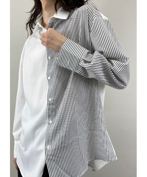 ASTRAL（アストラル）の「【Astral/アストラル】half stripe long sleeve shirt/長袖シャツ ストライプシャツ バイカラーシャツ（シャツ/ブラウス・メンズ・ホワイト/ブラック・ONE SIZE）」の5枚目の写真