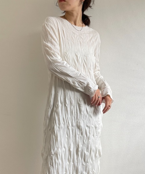 セール Wave Onepiece シワ加工で形状記憶 アイロン不要なスリット入りクリンクルワンピース ワンピース Wee9s ウィークス のファッション通販 Zozotown