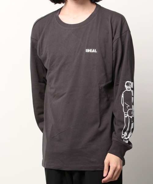 イラストグラフィック バックプリント 袖プリント長袖tシャツ Usaコットン