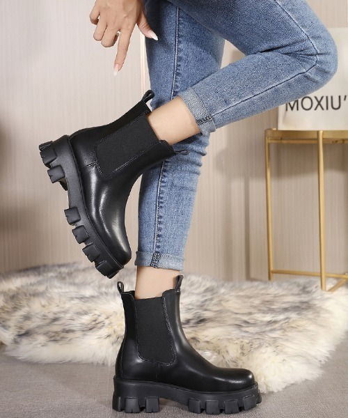 Futier land（フューティアランド）の「サイドゴア厚底ブーツ（ブーツ・レディース・アイボリー/ブラック・36/37/38/39/40）」の14枚目の写真