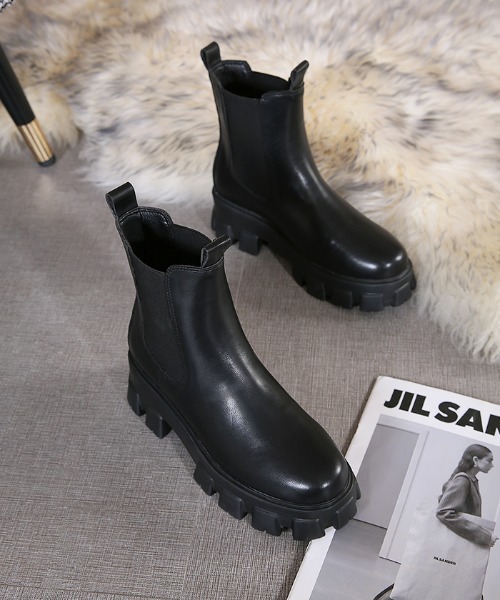 Futier land（フューティアランド）の「サイドゴア厚底ブーツ（ブーツ・レディース・アイボリー/ブラック・36/37/38/39/40）」の9枚目の写真