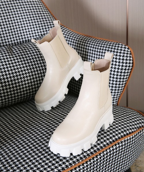 Futier land（フューティアランド）の「サイドゴア厚底ブーツ（ブーツ・レディース・アイボリー/ブラック・36/37/38/39/40）」の12枚目の写真