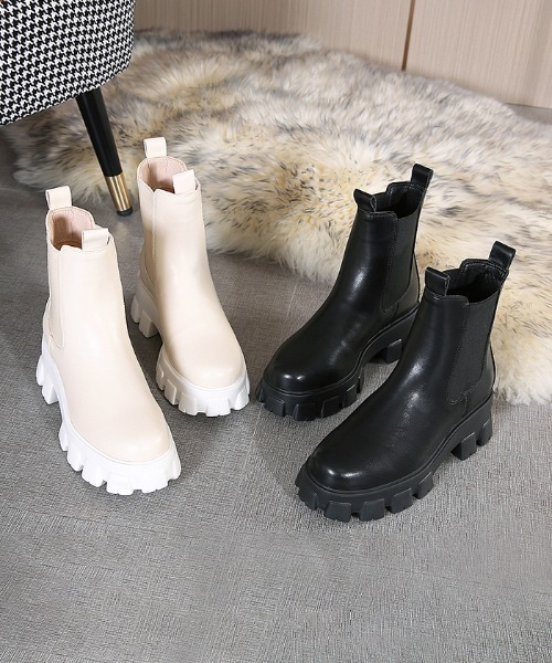 Futier land（フューティアランド）の「サイドゴア厚底ブーツ（ブーツ・レディース・アイボリー/ブラック・36/37/38/39/40）」の15枚目の写真