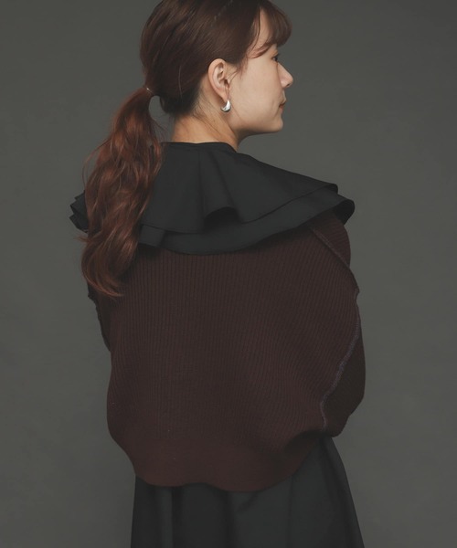 SENSE OF PLACE by URBAN RESEARCH（センスオブプレイスバイアーバンリサーチ）の「ワイドスリーブショートカーディガン（ニット/セーター・レディース・ブラウン/ベージュ/ブラック・ONE）」の16枚目の写真