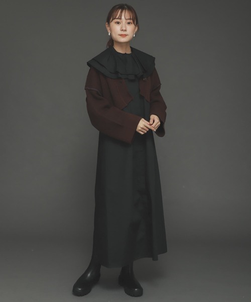 SENSE OF PLACE by URBAN RESEARCH（センスオブプレイスバイアーバンリサーチ）の「ワイドスリーブショートカーディガン（ニット/セーター・レディース・ブラウン/ベージュ/ブラック・ONE）」の4枚目の写真