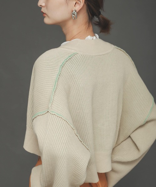 SENSE OF PLACE by URBAN RESEARCH（センスオブプレイスバイアーバンリサーチ）の「ワイドスリーブショートカーディガン（ニット/セーター・レディース・ブラウン/ベージュ/ブラック・ONE）」の9枚目の写真