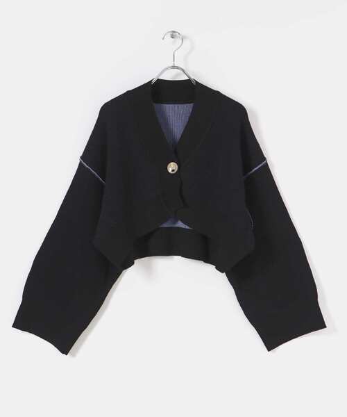 SENSE OF PLACE by URBAN RESEARCH（センスオブプレイスバイアーバンリサーチ）の「ワイドスリーブショートカーディガン（ニット/セーター・レディース・ブラウン/ベージュ/ブラック・ONE）」の22枚目の写真